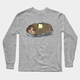 Sad Baked Potato Cat Meme Long Sleeve T-Shirt